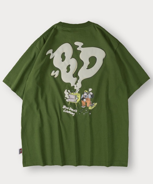 BEN DAVIS(ベンデイビス)の「【BENDAVIS/ベンデイビス】BEN SMOKING TV TEE/BDブランドイニシャルTシャツ/バックプリント/オーバーサイズ(Tシャツ/カットソー・メンズ・マスタード/グリーン/チャコールグレー/ホワイト・M/L/XL)」の12枚目の写真