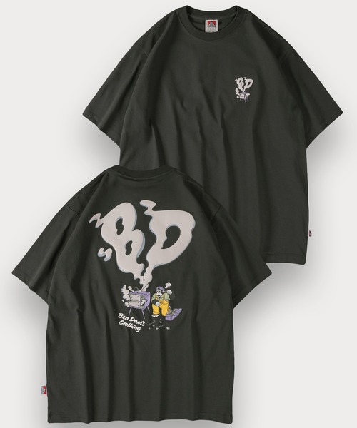 BEN DAVIS(ベンデイビス)の「【BENDAVIS/ベンデイビス】BEN SMOKING TV TEE/BDブランドイニシャルTシャツ/バックプリント/オーバーサイズ(Tシャツ/カットソー・メンズ・マスタード/グリーン/チャコールグレー/ホワイト・M/L/XL)」の19枚目の写真