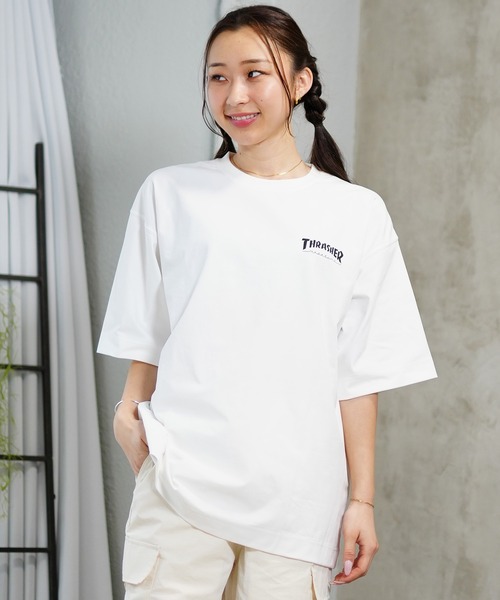 THRASHER(スラッシャー)の「【ムラサキスポーツ限定】THRASHER/スラッシャー 水陸両用 オーバーサイズ 半袖ラッシュガード/Tシャツ TC-004(Tシャツ/カットソー・レディース・ホワイト/ブラック・XL/L/M)」の5枚目の写真