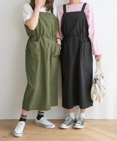 LBC（エルビーシー）の「ナイロンワークジャンスカ（ワンピース・レディース・ダークオリーブ/ブラック・M）」の11枚目の写真