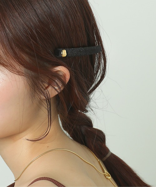 ベロア シンプル メタル ゴールド ヘアクリップ（バレッタ/ヘア
