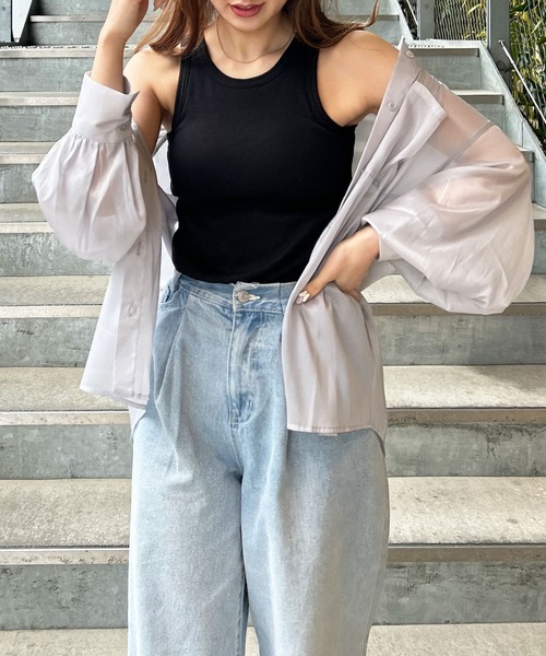 INGNI（イング）の「リブタンク（タンクトップ・レディース・オフホワイト/ブラック・M）」の9枚目の写真