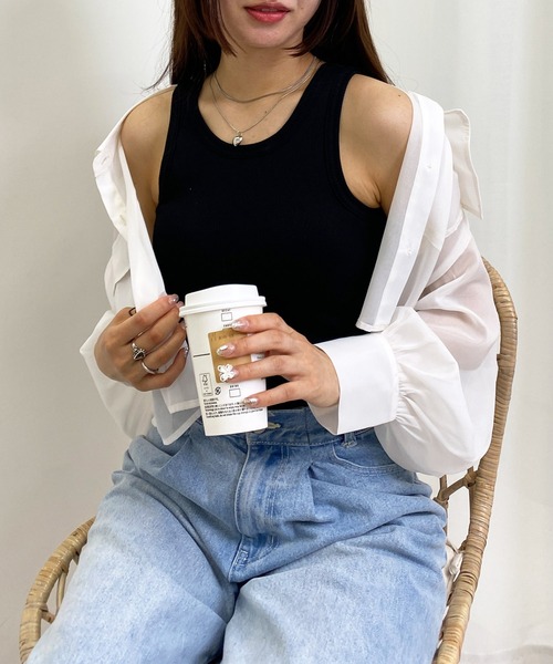 INGNI（イング）の「リブタンク（タンクトップ・レディース・オフホワイト/ブラック・M）」の14枚目の写真