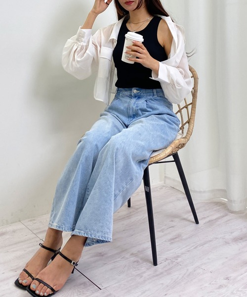 INGNI（イング）の「リブタンク（タンクトップ・レディース・オフホワイト/ブラック・M）」の15枚目の写真