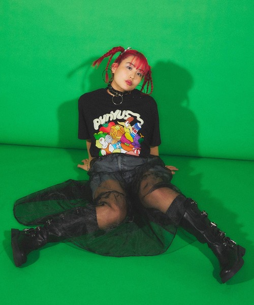 PUNYUS(プニュズ)の「10th いただきマウスTシャツ(Tシャツ/カットソー・レディース・サックスブルー/ブラック/ホワイト・1/2/3/4)」の6枚目の写真