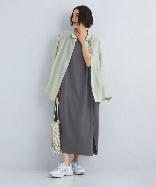 green label relaxing(グリーンレーベルリラクシング)の「ノースリーブ カット ワンピース(ワンピース・レディース・ブラック/ブラウン/ダークグレー・FREE)」の6枚目の写真