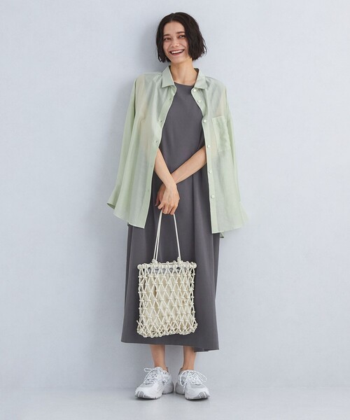 green label relaxing(グリーンレーベルリラクシング)の「ノースリーブ カット ワンピース(ワンピース・レディース・ブラック/ブラウン/ダークグレー・FREE)」の7枚目の写真