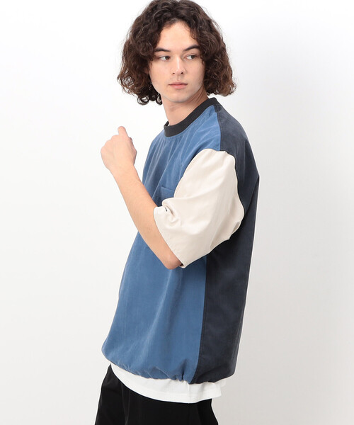 Purple&Yellow(パープルアンドイエロー)の「ポリエステルピーチプルオーバー(Tシャツ/カットソー・メンズ・ブルー/グリーン/グレイッシュベージュ・LARGE/MEDIUM/SMALL)」の17枚目の写真