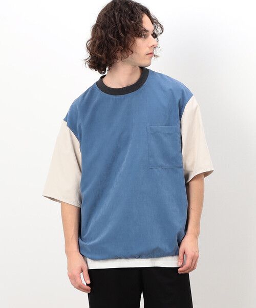 Purple&Yellow(パープルアンドイエロー)の「ポリエステルピーチプルオーバー(Tシャツ/カットソー・メンズ・ブルー/グリーン/グレイッシュベージュ・LARGE/MEDIUM/SMALL)」の18枚目の写真