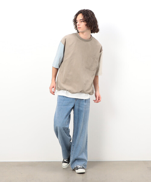 Purple&Yellow(パープルアンドイエロー)の「ポリエステルピーチプルオーバー(Tシャツ/カットソー・メンズ・ブルー/グリーン/グレイッシュベージュ・LARGE/MEDIUM/SMALL)」の19枚目の写真