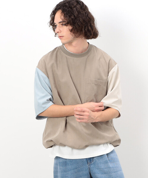 Purple&Yellow(パープルアンドイエロー)の「ポリエステルピーチプルオーバー(Tシャツ/カットソー・メンズ・ブルー/グリーン/グレイッシュベージュ・LARGE/MEDIUM/SMALL)」の21枚目の写真
