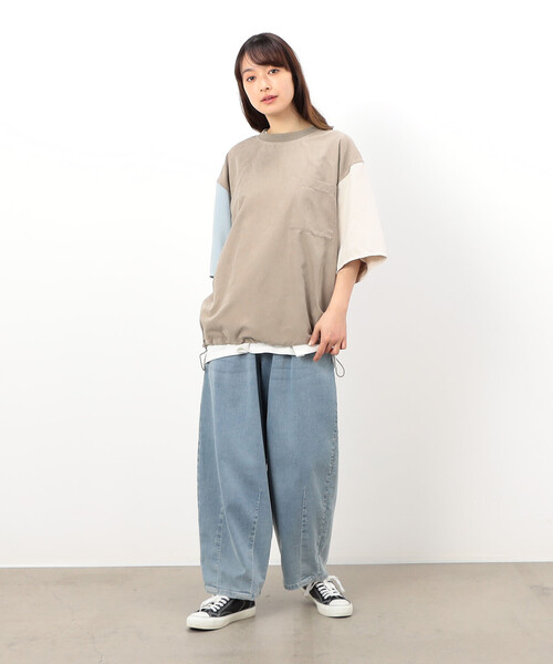 Purple&Yellow(パープルアンドイエロー)の「ポリエステルピーチプルオーバー(Tシャツ/カットソー・メンズ・ブルー/グリーン/グレイッシュベージュ・LARGE/MEDIUM/SMALL)」の22枚目の写真