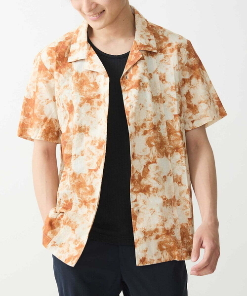MK MICHEL KLEIN HOMME (エムケーミッシェルクランオム)の「ミストフラワーシャツ(シャツ/ブラウス・メンズ・オレンジ/ミント/ネイビー・48/46)」の1枚目の写真