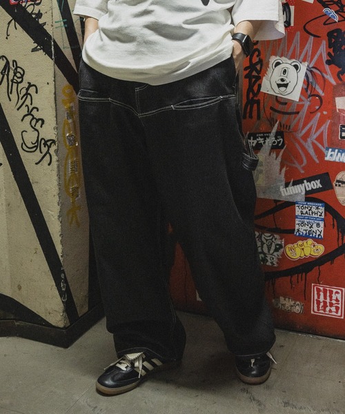 kutir（クティール）の「7ポケットペインターワイドデニム（デニムパンツ・メンズ・グレー/ブラック/カーキ/インディゴブルー・SMALL/MEDIUM/LARGE）」の5枚目の写真