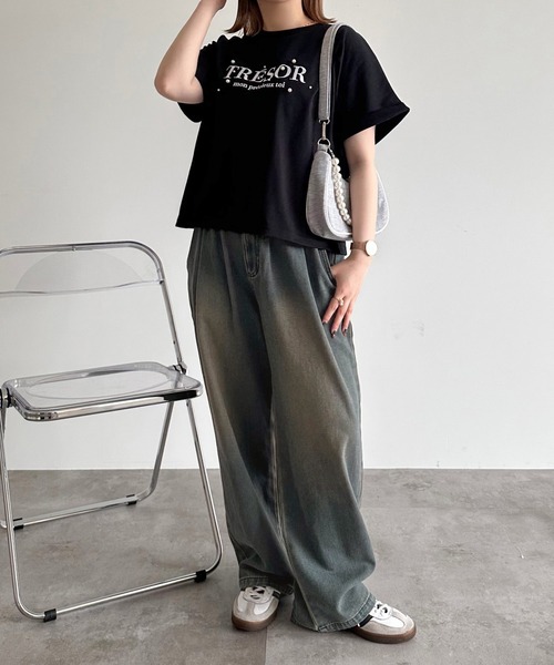 apres jour mignon(アプレジュールミニョン)の「パールロゴTシャツ【ZOZOTOWN限定アイテム】(Tシャツ/カットソー・レディース・ブルー/オフホワイト/ブラック・フリー/X-LARGE)」の14枚目の写真
