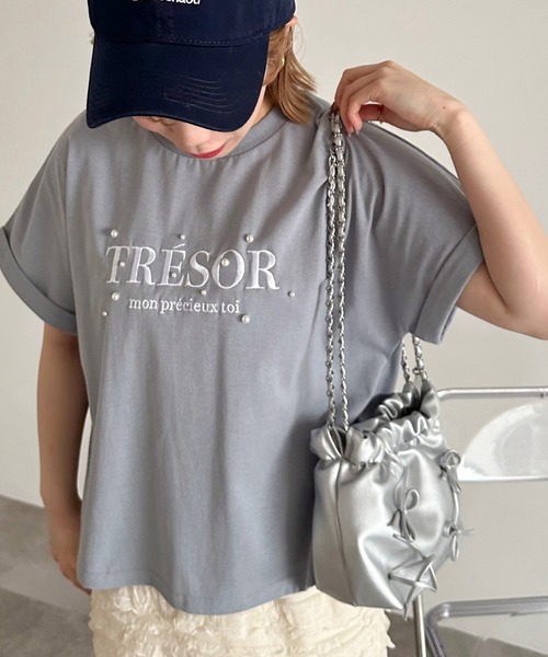 apres jour mignon(アプレジュールミニョン)の「パールロゴTシャツ【ZOZOTOWN限定アイテム】(Tシャツ/カットソー・レディース・ブルー/オフホワイト/ブラック・フリー/X-LARGE)」の11枚目の写真