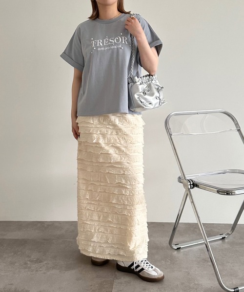 apres jour mignon(アプレジュールミニョン)の「パールロゴTシャツ【ZOZOTOWN限定アイテム】(Tシャツ/カットソー・レディース・ブルー/オフホワイト/ブラック・フリー/X-LARGE)」の6枚目の写真
