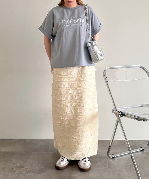 apres jour mignon(アプレジュールミニョン)の「パールロゴTシャツ【ZOZOTOWN限定アイテム】(Tシャツ/カットソー・レディース・ブルー/オフホワイト/ブラック・フリー/X-LARGE)」の5枚目の写真