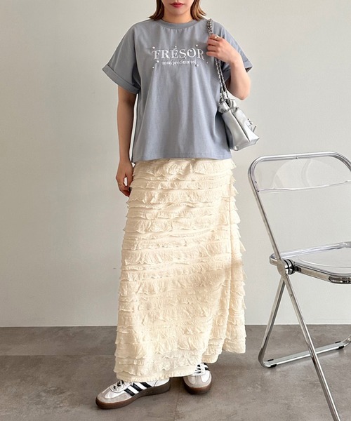apres jour mignon(アプレジュールミニョン)の「パールロゴTシャツ【ZOZOTOWN限定アイテム】(Tシャツ/カットソー・レディース・ブルー/オフホワイト/ブラック・フリー/X-LARGE)」の4枚目の写真