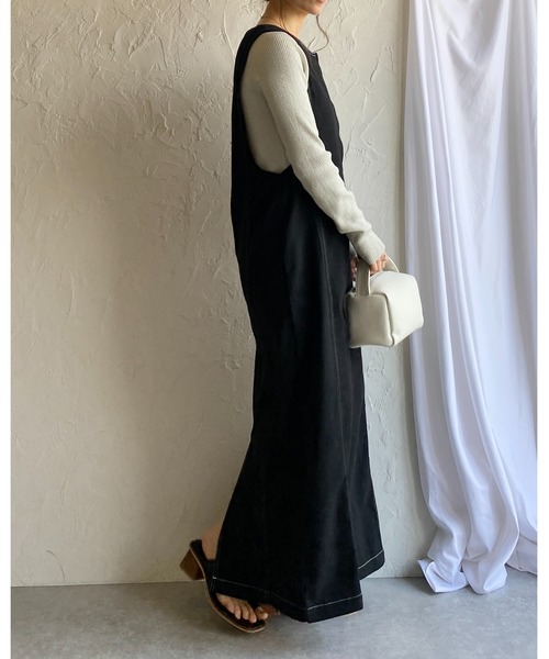She's Closet(シーズクローゼット)の「ステッチ配色タイトIラインロングフロントジップジャンパースカートワンピース(ジャンパースカート・レディース・ベージュ/ブラック/グレー・FREE)」の18枚目の写真