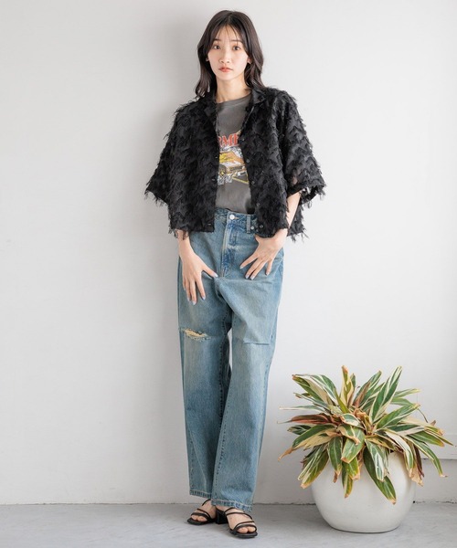 LOWRYS FARM（ローリーズファーム）の「フェザーショートシャツＳＳ　110205（シャツ/ブラウス・レディース・ブルー/アイボリー/ブラック・FREE）」の11枚目の写真