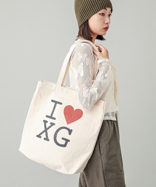 X-girl（エックスガール）の「I LOVE XG LOGO CANVAS TOTE BAG（トート