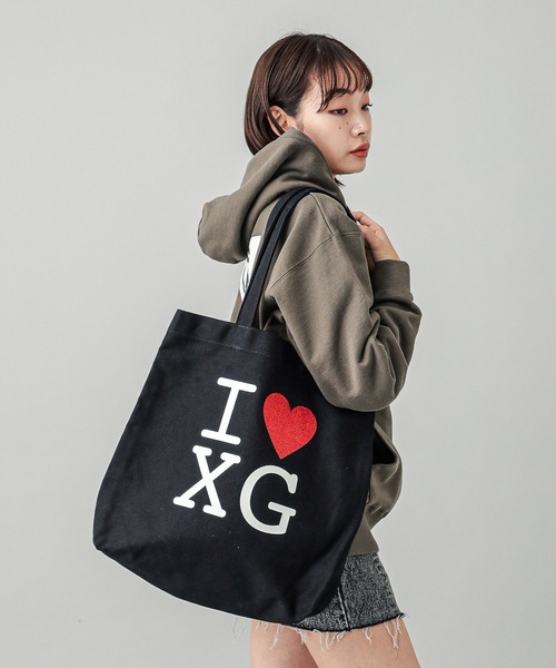 X-girl（エックスガール）の「I LOVE XG LOGO CANVAS TOTE BAG（トート