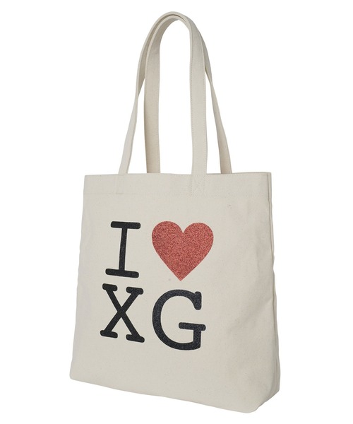 X-girl（エックスガール）の「I LOVE XG LOGO CANVAS TOTE BAG（トートバッグ・レディース・オフホワイト/ブラック・ONE SIZE）」の7枚目の写真