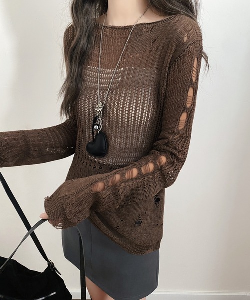 セール】透かし編みサマーニット（ニット/セーター）｜GEMEDA