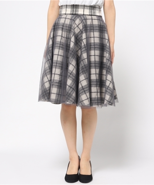 fifth（フィフス）の「チェックチュールフレアミディスカート（スカート・レディース・グレー・MEDIUM）」の2枚目の写真
