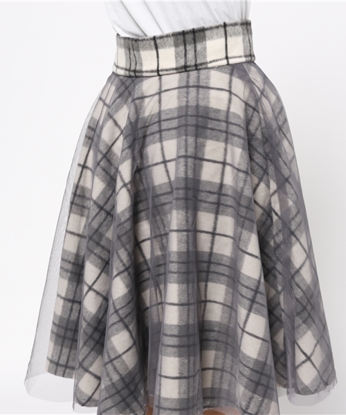 fifth（フィフス）の「チェックチュールフレアミディスカート（スカート・レディース・グレー・MEDIUM）」の6枚目の写真