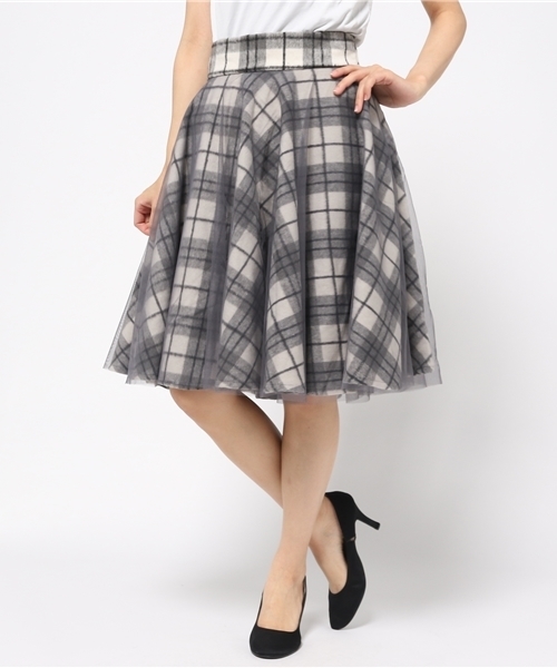 fifth（フィフス）の「チェックチュールフレアミディスカート（スカート・レディース・グレー・MEDIUM）」の10枚目の写真