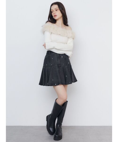 CALNAMUR(カルナムール)の「ハートビジューミックスデニムスカート(スカート・レディース・ブラック/インディゴブルー・SMALL/MEDIUM)」の19枚目の写真