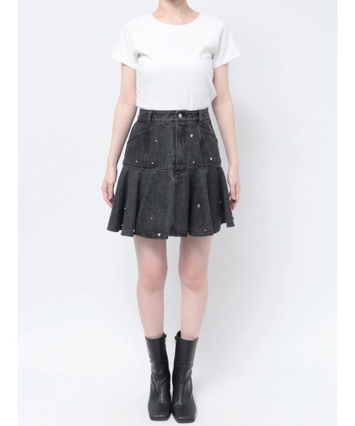 CALNAMUR(カルナムール)の「ハートビジューミックスデニムスカート(スカート・レディース・ブラック/インディゴブルー・SMALL/MEDIUM)」の16枚目の写真