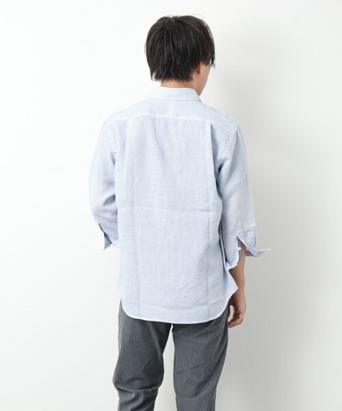 NOLLEY’S(ノーリーズ)の「リネンカッタウェイ 7分袖 総柄シャツ(シャツ/ブラウス・メンズ・ブルー系その他/ホワイト系その他・S/M/L/XL)」の12枚目の写真