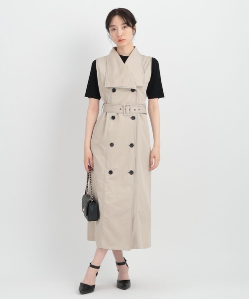Andemiu(アンデミュウ)の「【ベージュWEB限定】ヘンケイカラーステッチワンピース135834(ワンピース・レディース・ベージュ/ネイビー/グリーン/グレー・FREE)」の16枚目の写真