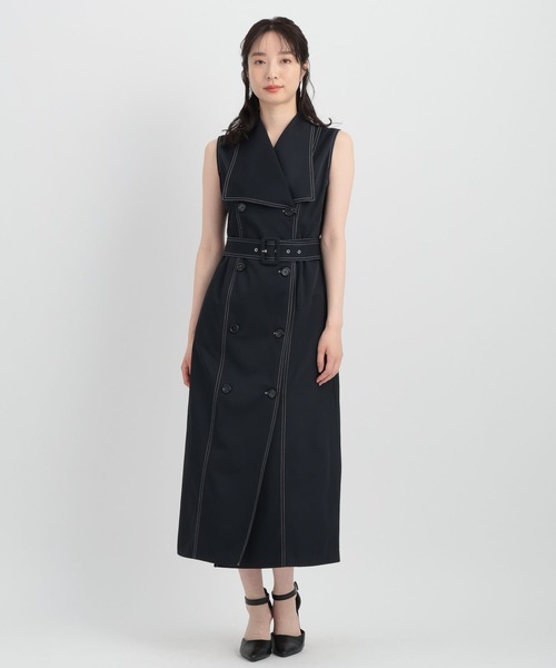 Andemiu(アンデミュウ)の「【ベージュWEB限定】ヘンケイカラーステッチワンピース135834(ワンピース・レディース・ベージュ/ネイビー/グリーン/グレー・FREE)」の13枚目の写真