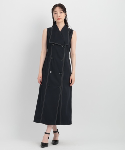 Andemiu(アンデミュウ)の「【ベージュWEB限定】ヘンケイカラーステッチワンピース135834(ワンピース・レディース・ベージュ/ネイビー/グリーン/グレー・FREE)」の10枚目の写真