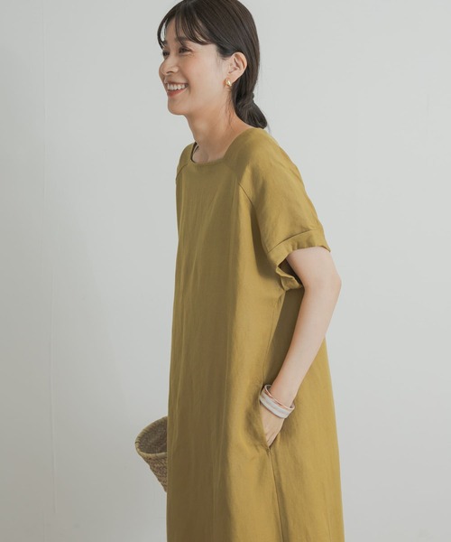 URBAN RESEARCH DOORS(アーバンリサーチドアーズ)の「リネンレーヨンスクエアネックワンピース(ワンピース・レディース・ブラック/グレー系その他/グリーン系その他・MEDIUM)」の12枚目の写真