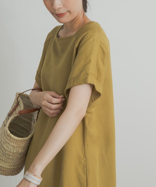 URBAN RESEARCH DOORS(アーバンリサーチドアーズ)の「リネンレーヨンスクエアネックワンピース(ワンピース・レディース・ブラック/グレー系その他/グリーン系その他・MEDIUM)」の13枚目の写真