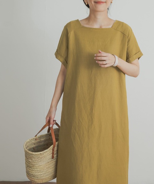 URBAN RESEARCH DOORS(アーバンリサーチドアーズ)の「リネンレーヨンスクエアネックワンピース(ワンピース・レディース・ブラック/グレー系その他/グリーン系その他・MEDIUM)」の14枚目の写真