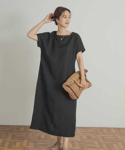 URBAN RESEARCH DOORS(アーバンリサーチドアーズ)の「リネンレーヨンスクエアネックワンピース(ワンピース・レディース・ブラック/グレー系その他/グリーン系その他・MEDIUM)」の18枚目の写真
