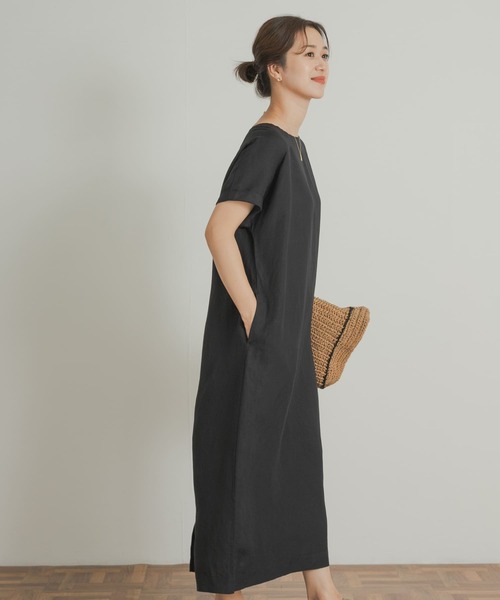 URBAN RESEARCH DOORS(アーバンリサーチドアーズ)の「リネンレーヨンスクエアネックワンピース(ワンピース・レディース・ブラック/グレー系その他/グリーン系その他・MEDIUM)」の20枚目の写真