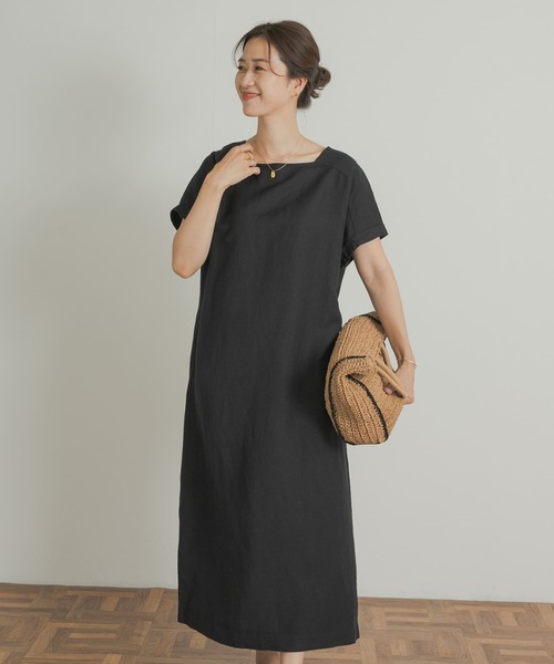 URBAN RESEARCH DOORS(アーバンリサーチドアーズ)の「リネンレーヨンスクエアネックワンピース(ワンピース・レディース・ブラック/グレー系その他/グリーン系その他・MEDIUM)」の21枚目の写真