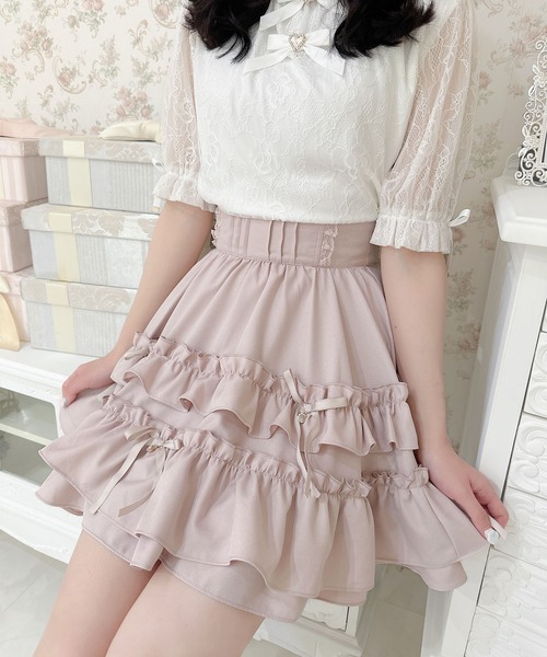 ROJITA（ロジータ）の「ランダムリボンラッフルティアードスカート（スカート・レディース・ブラック/パープル/ピンク/ピンク系その他/アイボリー・FREE）」の5枚目の写真