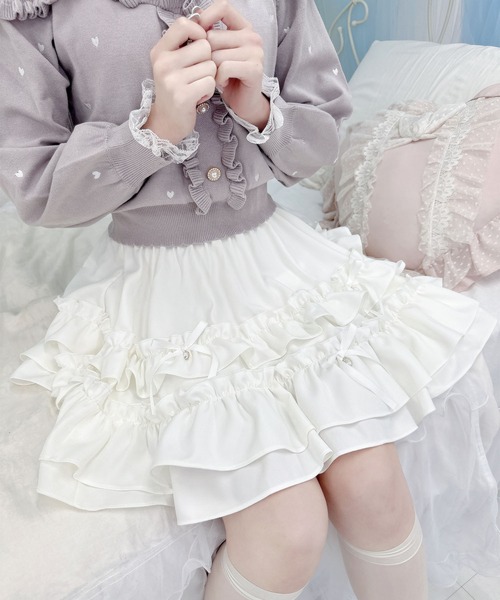 ROJITA（ロジータ）の「ランダムリボンラッフルティアードスカート（スカート・レディース・ブラック/パープル/ピンク/ピンク系その他/アイボリー・FREE）」の2枚目の写真