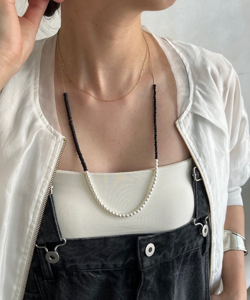 DouDou（ドゥドゥ）の「パーツ切替パールネックレス（ネックレス・レディース・ホワイト/グレー/ブラック・FREE）」の2枚目の写真