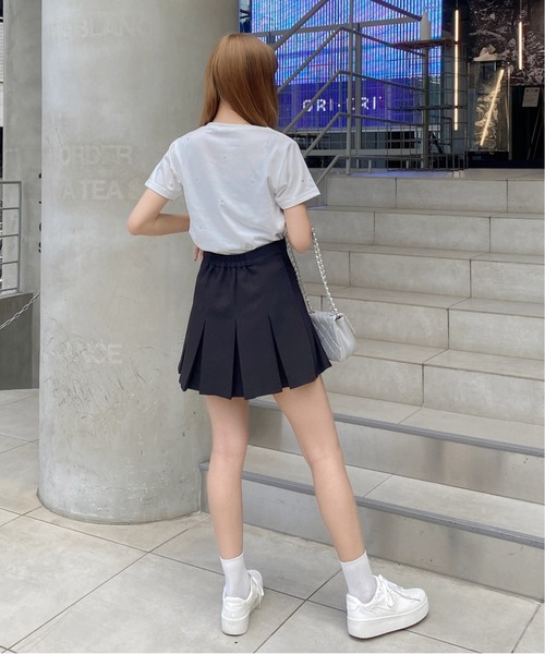 INGNI(イング)の「ラインストーン飛ばしTシャツ(Tシャツ/カットソー・レディース・オフホワイト/ライトピンク/チャコールグレー・M)」の10枚目の写真