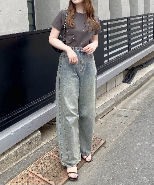 INGNI(イング)の「ラインストーン飛ばしTシャツ(Tシャツ/カットソー・レディース・オフホワイト/ライトピンク/チャコールグレー・M)」の13枚目の写真