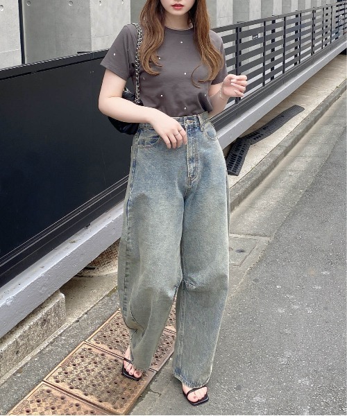 INGNI(イング)の「ラインストーン飛ばしTシャツ(Tシャツ/カットソー・レディース・オフホワイト/ライトピンク/チャコールグレー・M)」の14枚目の写真